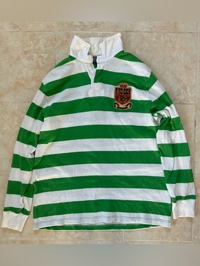 Vintage Ralph Lauren Striped Patch Rugby Polo Sz XL